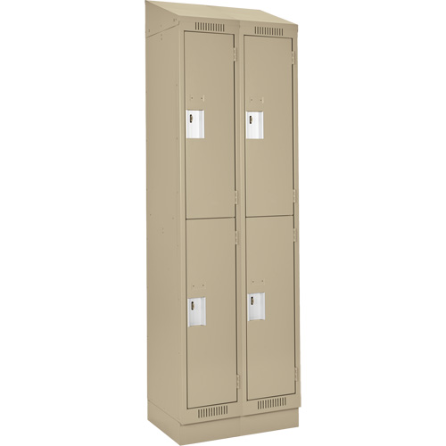 Clean Line Lockers, 2 -tier, Bank of 2, 24" x 18" x 82", Steel, Beige, Rivet (Assembled) Distribution Industrielle GC