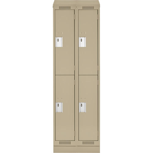 Clean Line Lockers, 2 -tier, Bank of 2, 24" x 18" x 82", Steel, Beige, Rivet (Assembled) Distribution Industrielle GC