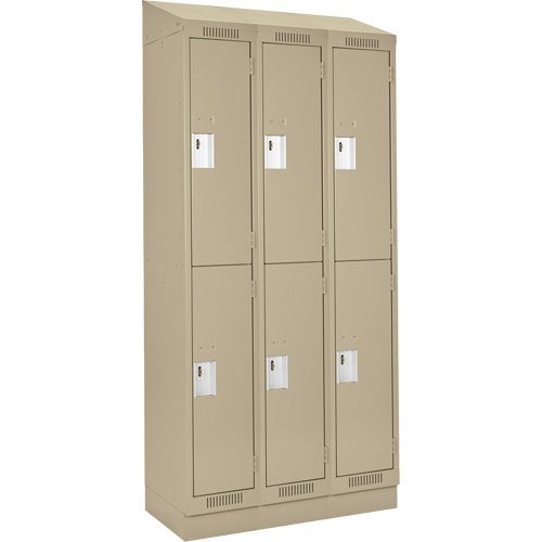 Clean Line Lockers, 2 -tier, Bank of 3, 36" x 18" x 82", Steel, Beige, Rivet (Assembled) Distribution Industrielle GC