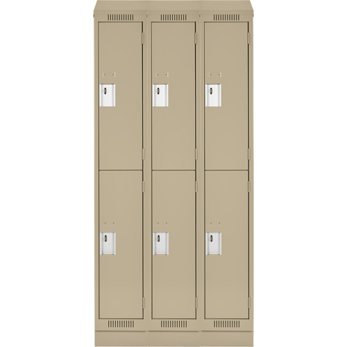 Clean Line Lockers, 2 -tier, Bank of 3, 36" x 18" x 82", Steel, Beige, Rivet (Assembled) Distribution Industrielle GC