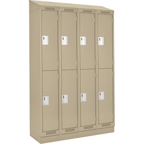 Clean Line Lockers, 2 -tier, Bank of 4, 48" x 18" x 82", Steel, Beige, Rivet (Assembled) Distribution Industrielle GC