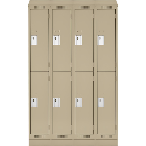 Clean Line Lockers, 2 -tier, Bank of 4, 48" x 18" x 82", Steel, Beige, Rivet (Assembled) Distribution Industrielle GC