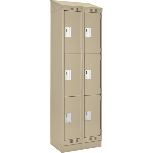 Casiers Clean Line, 3 niveaux, Bloc de 2, 24" x 18" x 82", Acier, Beige, Rivet (assembl&eacute;) Distribution Industrielle GC