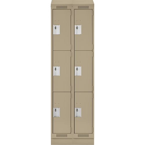 Casiers Clean Line, 3 niveaux, Bloc de 2, 24" x 18" x 82", Acier, Beige, Rivet (assembl&eacute;) Distribution Industrielle GC