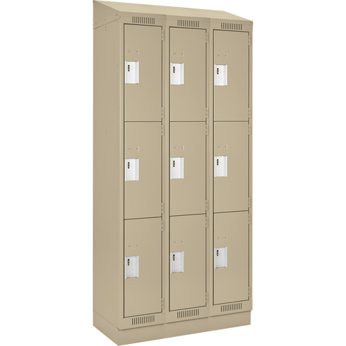 Casiers Clean Line, 3 niveaux, Bloc de 3, 36" x 18" x 82", Acier, Beige, Rivet (assembl&eacute;) Distribution Industrielle GC