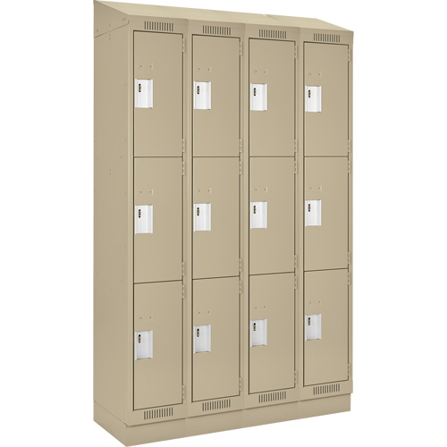 Casiers Clean Line, 3 niveaux, Bloc de 4, 48" x 18" x 82", Acier, Beige, Rivet (assembl&eacute;) Distribution Industrielle GC
