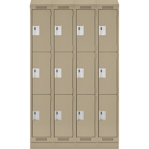 Casiers Clean Line, 3 niveaux, Bloc de 4, 48" x 18" x 82", Acier, Beige, Rivet (assembl&eacute;) Distribution Industrielle GC