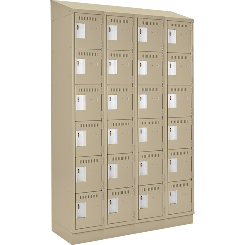 Clean Line Lockerette , 6 -tier, Bank of 4, 48" x 18" x 82", Steel, Beige, Rivet (Assembled) Distribution Industrielle GC