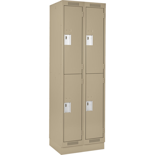 Casiers Clean Line, 2 niveaux, Bloc de 2, 24" x 18" x 76", Acier, Beige, Rivet (assembl&eacute;) Distribution Industrielle GC
