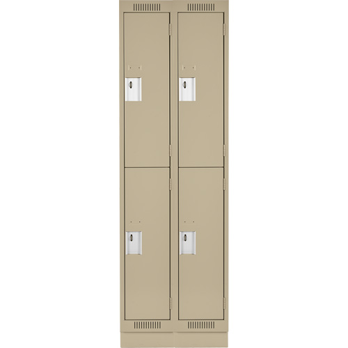 Casiers Clean Line, 2 niveaux, Bloc de 2, 24" x 18" x 76", Acier, Beige, Rivet (assembl&eacute;) Distribution Industrielle GC