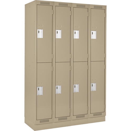 Casiers Clean Line, 2 niveaux, Bloc de 4, 48" x 18" x 76", Acier, Beige, Rivet (assembl&eacute;) Distribution Industrielle GC