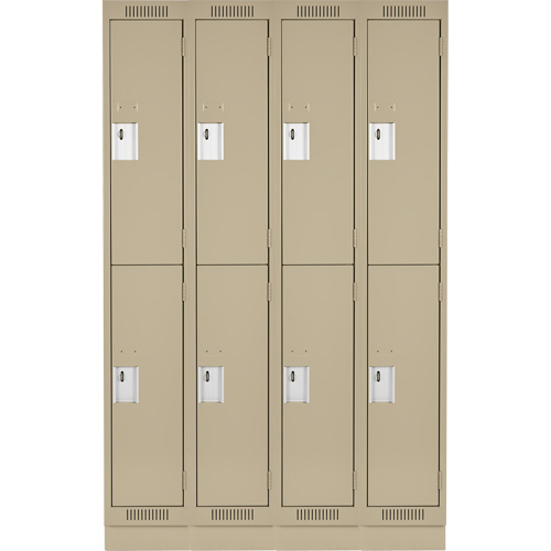 Casiers Clean Line, 2 niveaux, Bloc de 4, 48" x 18" x 76", Acier, Beige, Rivet (assembl&eacute;) Distribution Industrielle GC