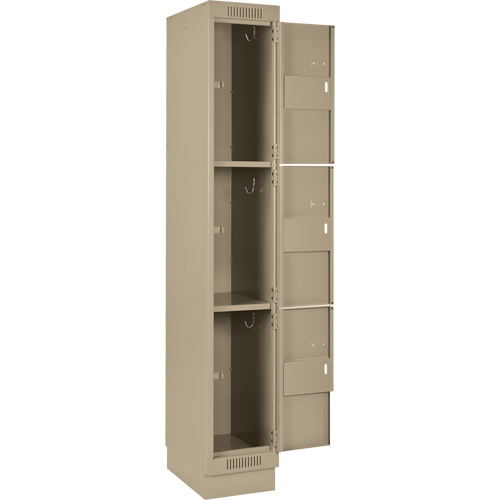 Casiers Clean Line, 3 niveaux, Bloc de 4, 48" x 18" x 76", Acier, Beige, Rivet (assembl&eacute;) Distribution Industrielle GC