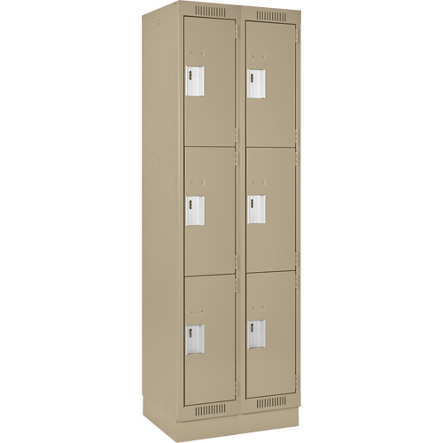 Casiers Clean Line, 3 niveaux, Bloc de 2, 24" x 18" x 76", Acier, Beige, Rivet (assembl&eacute;) Distribution Industrielle GC