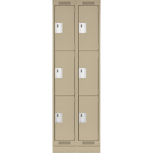 Casiers Clean Line, 3 niveaux, Bloc de 2, 24" x 18" x 76", Acier, Beige, Rivet (assembl&eacute;) Distribution Industrielle GC