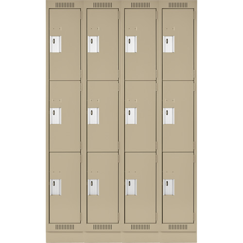 Casiers Clean Line, 3 niveaux, Bloc de 4, 48" x 18" x 76", Acier, Beige, Rivet (assembl&eacute;) Distribution Industrielle GC