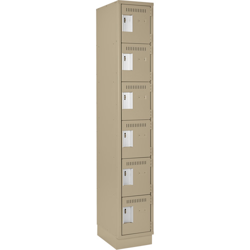 Petits casiers Clean Line, 6 niveaux, 12" x 18" x 76", Acier, Beige, Rivet (assembl&eacute;) Distribution Industrielle GC