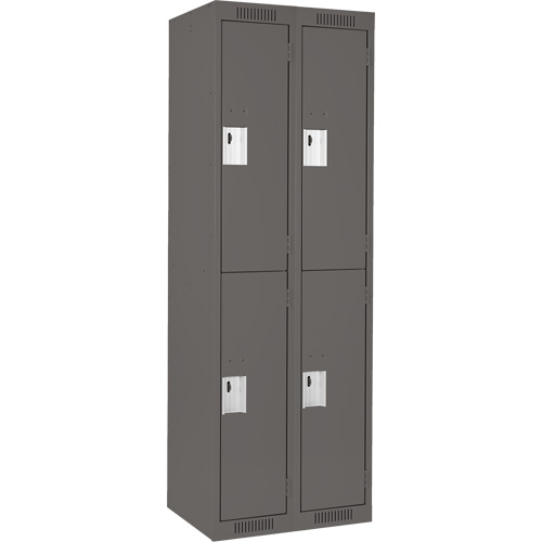 Clean Line Lockers, 2 -tier, Bank of 2, 24" x 18" x 72", Steel, Charcoal, Rivet (Assembled) Distribution Industrielle GC