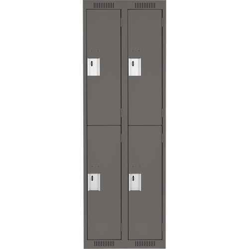 Clean Line Lockers, 2 -tier, Bank of 2, 24" x 18" x 72", Steel, Charcoal, Rivet (Assembled) Distribution Industrielle GC