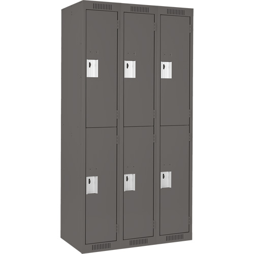 Clean Line Lockers, 2 -tier, Bank of 3, 36" x 18" x 72", Steel, Charcoal, Rivet (Assembled) Distribution Industrielle GC
