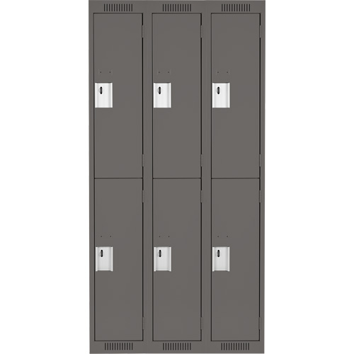 Clean Line Lockers, 2 -tier, Bank of 3, 36" x 18" x 72", Steel, Charcoal, Rivet (Assembled) Distribution Industrielle GC