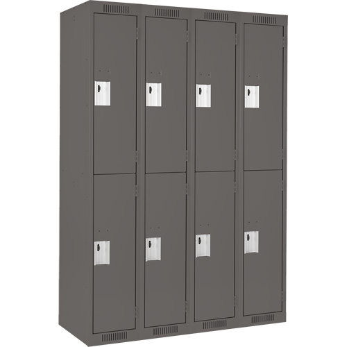 Clean Line Lockers, 2 -tier, Bank of 4, 48" x 18" x 72", Steel, Charcoal, Rivet (Assembled) Distribution Industrielle GC