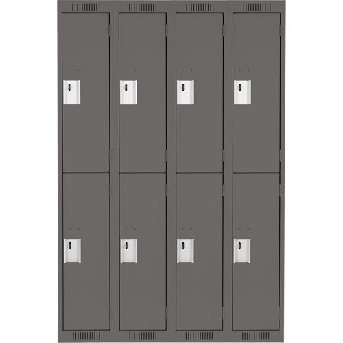 Clean Line Lockers, 2 -tier, Bank of 4, 48" x 18" x 72", Steel, Charcoal, Rivet (Assembled) Distribution Industrielle GC