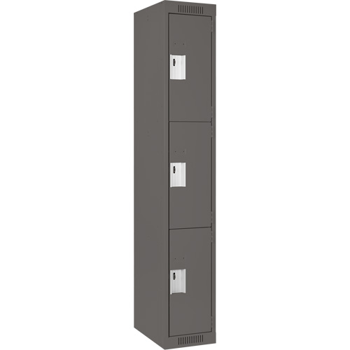 Clean Line Lockers, 3 -tier, 12" x 18" x 72", Steel, Charcoal, Rivet (Assembled) Distribution Industrielle GC
