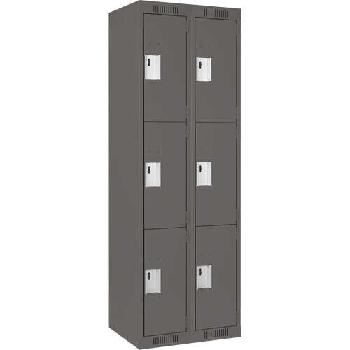 Casiers Clean Line, 3 niveaux, Bloc de 2, 24" x 18" x 72", Acier, Charbon, Rivet (assembl&eacute;) Distribution Industrielle GC
