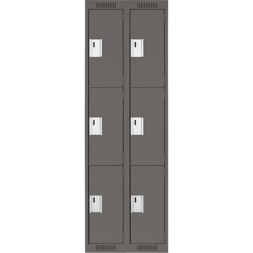 Casiers Clean Line, 3 niveaux, Bloc de 2, 24" x 18" x 72", Acier, Charbon, Rivet (assembl&eacute;) Distribution Industrielle GC