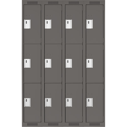 Casiers Clean Line, 3 niveaux, Bloc de 4, 48" x 18" x 72", Acier, Charbon, Rivet (assembl&eacute;) Distribution Industrielle GC