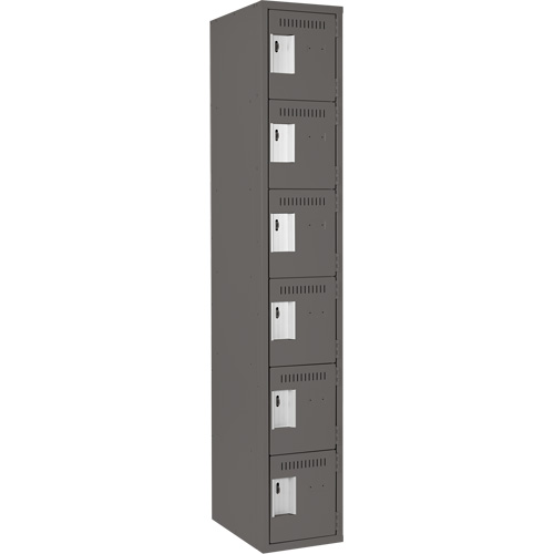 Clean Line Lockerette, 6 -tier, 12" x 18" x 72", Steel, Charcoal, Rivet (Assembled) Distribution Industrielle GC