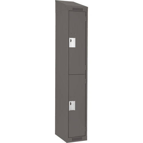 Clean Line Lockers, 2 -tier, 12" x 18" x 78", Steel, Charcoal, Rivet (Assembled) Distribution Industrielle GC