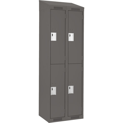 Clean Line Lockers, 2 -tier, Bank of 2, 24" x 18" x 78", Steel, Charcoal, Rivet (Assembled) Distribution Industrielle GC