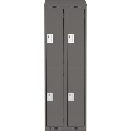 Clean Line Lockers, 2 -tier, Bank of 2, 24" x 18" x 78", Steel, Charcoal, Rivet (Assembled) Distribution Industrielle GC