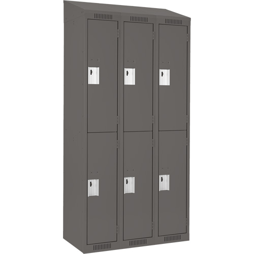 Clean Line Lockers, 2 -tier, Bank of 3, 36" x 18" x 78", Steel, Charcoal, Rivet (Assembled) Distribution Industrielle GC