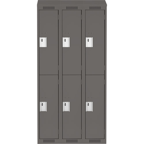 Clean Line Lockers, 2 -tier, Bank of 3, 36" x 18" x 78", Steel, Charcoal, Rivet (Assembled) Distribution Industrielle GC