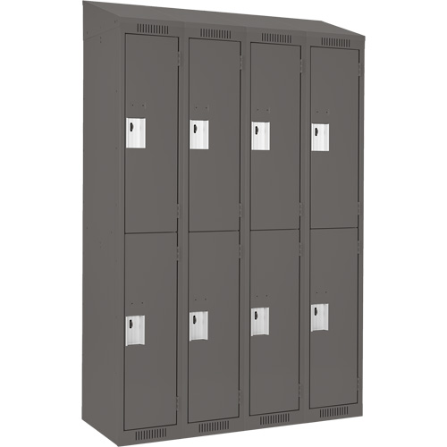 Clean Line Lockers, 2 -tier, Bank of 4, 48" x 18" x 78", Steel, Charcoal, Rivet (Assembled) Distribution Industrielle GC