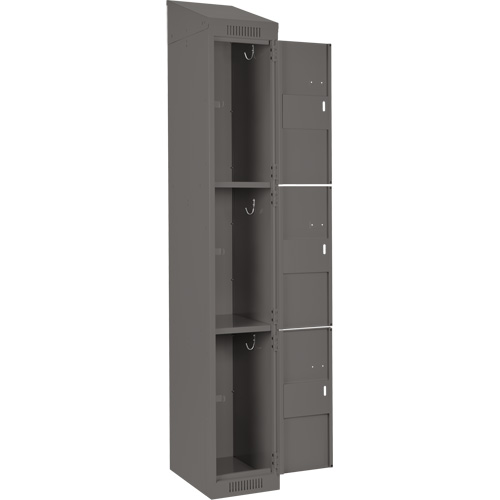 Casiers Clean Line, 3 niveaux, Bloc de 4, 48" x 18" x 78", Acier, Charbon, Rivet (assembl&eacute;) Distribution Industrielle GC