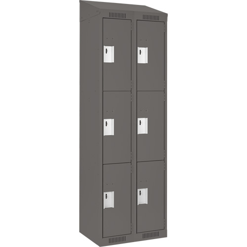 Casiers Clean Line, 3 niveaux, Bloc de 2, 24" x 18" x 78", Acier, Charbon, Rivet (assembl&eacute;) Distribution Industrielle GC