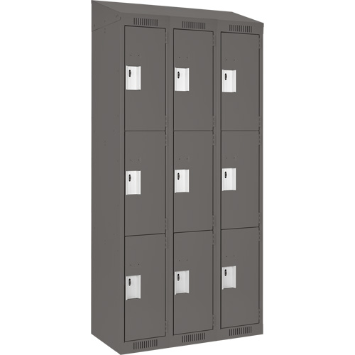 Casiers Clean Line, 3 niveaux, Bloc de 3, 36" x 18" x 78", Acier, Charbon, Rivet (assembl&eacute;) Distribution Industrielle GC