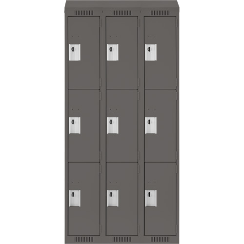 Casiers Clean Line, 3 niveaux, Bloc de 3, 36" x 18" x 78", Acier, Charbon, Rivet (assembl&eacute;) Distribution Industrielle GC