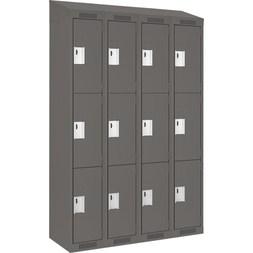 Casiers Clean Line, 3 niveaux, Bloc de 4, 48" x 18" x 78", Acier, Charbon, Rivet (assembl&eacute;) Distribution Industrielle GC