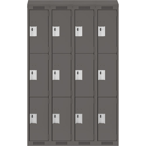 Casiers Clean Line, 3 niveaux, Bloc de 4, 48" x 18" x 78", Acier, Charbon, Rivet (assembl&eacute;) Distribution Industrielle GC