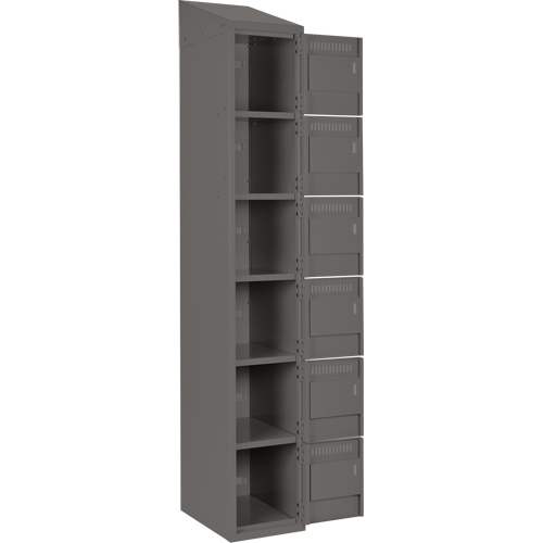 Petits casiers Clean Line, 6 niveaux, Bloc de 3, 36" x 18" x 78", Acier, Charbon, Rivet (assembl&eacute;) Distribution Industrielle GC