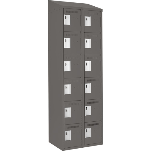 Clean Line Lockerette, 6 -tier, Bank of 2, 24" x 18" x 78", Steel, Charcoal, Rivet (Assembled) Distribution Industrielle GC