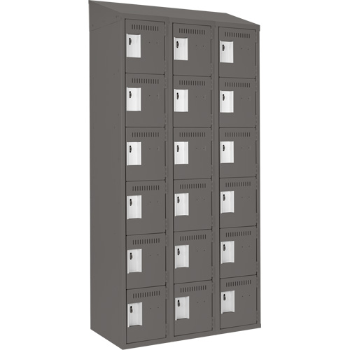 Petits casiers Clean Line, 6 niveaux, Bloc de 3, 36" x 18" x 78", Acier, Charbon, Rivet (assembl&eacute;) Distribution Industrielle GC