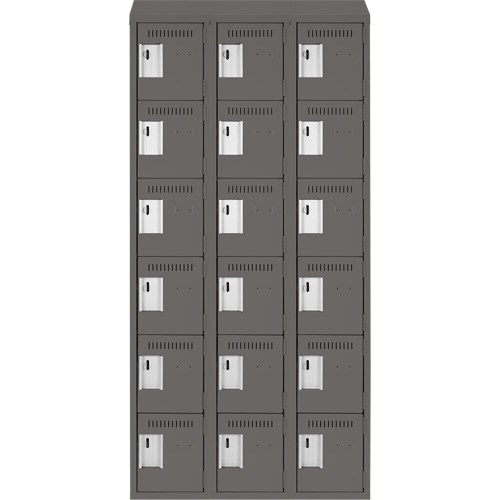 Petits casiers Clean Line, 6 niveaux, Bloc de 3, 36" x 18" x 78", Acier, Charbon, Rivet (assembl&eacute;) Distribution Industrielle GC