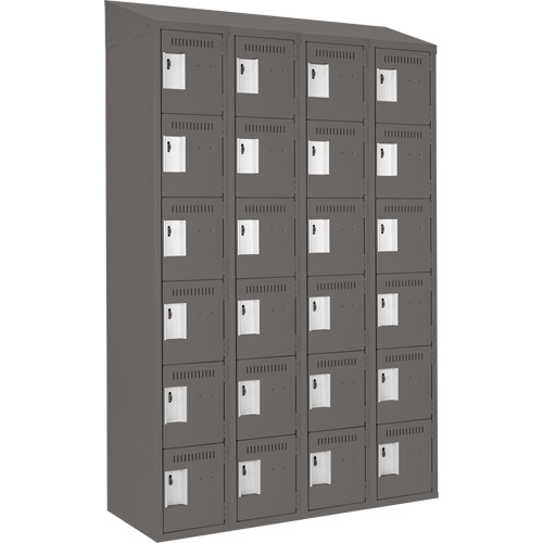 Petits casiers Clean Line, 6 niveaux, Bloc de 4, 48" x 18" x 78", Acier, Charbon, Rivet (assembl&eacute;) Distribution Industrielle GC
