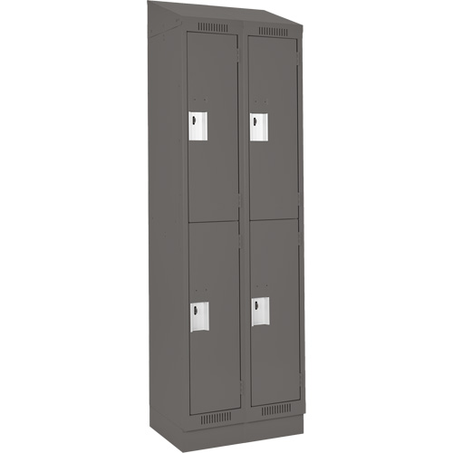 Casiers Clean Line, 2 niveaux, Bloc de 2, 24" x 18" x 82", Acier, Charbon, Rivet (assembl&eacute;) Distribution Industrielle GC